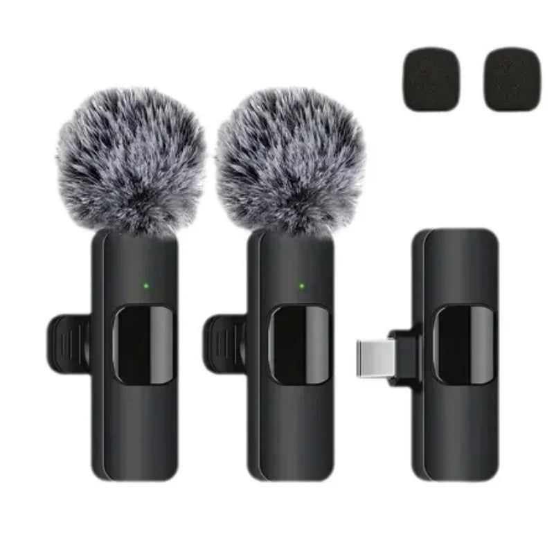 Wireless Lavalier Microphone Mini Replaceable Windproof Wool Microphone for iPhone16 Shoot vlog YouTube Audio Recording