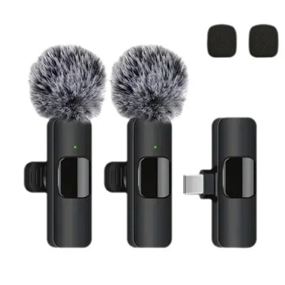 Wireless Lavalier Microphone Mini Replaceable Windproof Wool Microphone for iPhone16 Shoot vlog YouTube Audio Recording