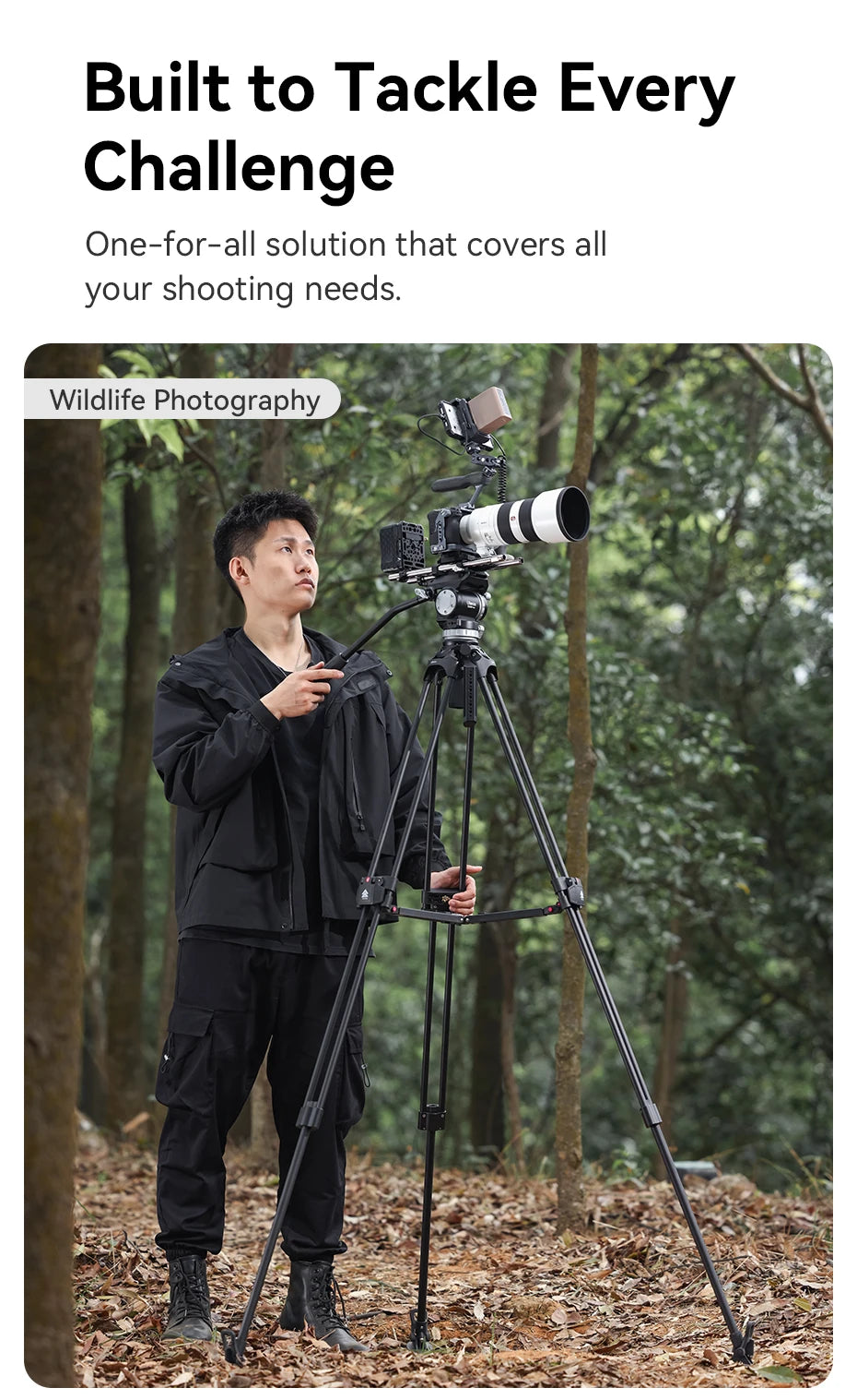 Ulanzi Video Fast Heavy Duty Carbon Fiber/Aluminum Tripod 10KG Load Capacity for Outdoor Photograph Professional Camera Tripod