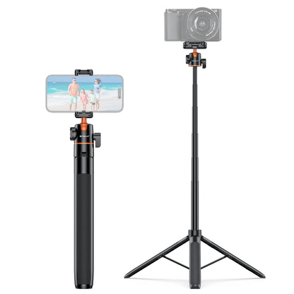 PULUZ 1.4m Phone Selfie Stick Tripod Vlog Live Streaming Holder with Phone Clip for iPhone/ Samsung/ Huawei & Cameras Tripod