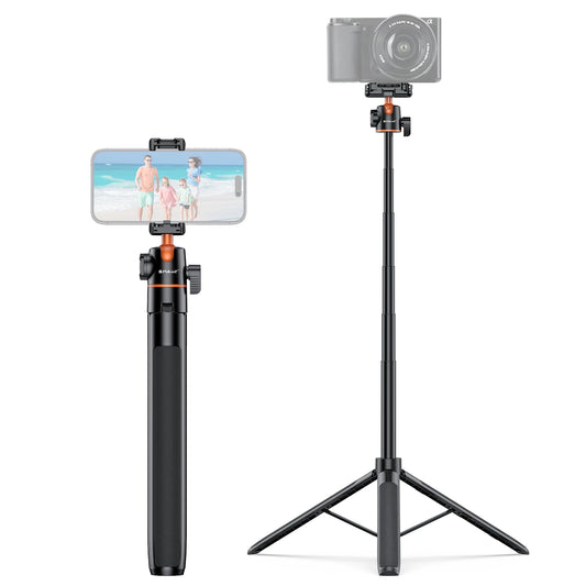 PULUZ 1.4m Phone Selfie Stick Tripod Vlog Live Streaming Holder with Phone Clip for iPhone/ Samsung/ Huawei & Cameras Tripod