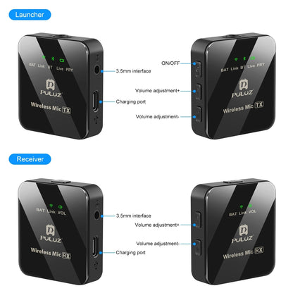 PULUZ Wireless Lavalier Microphone Live Broadcast YouTube Gaming Microphone For iphone/Android/3.5mm DSLR Camera Audio Recording