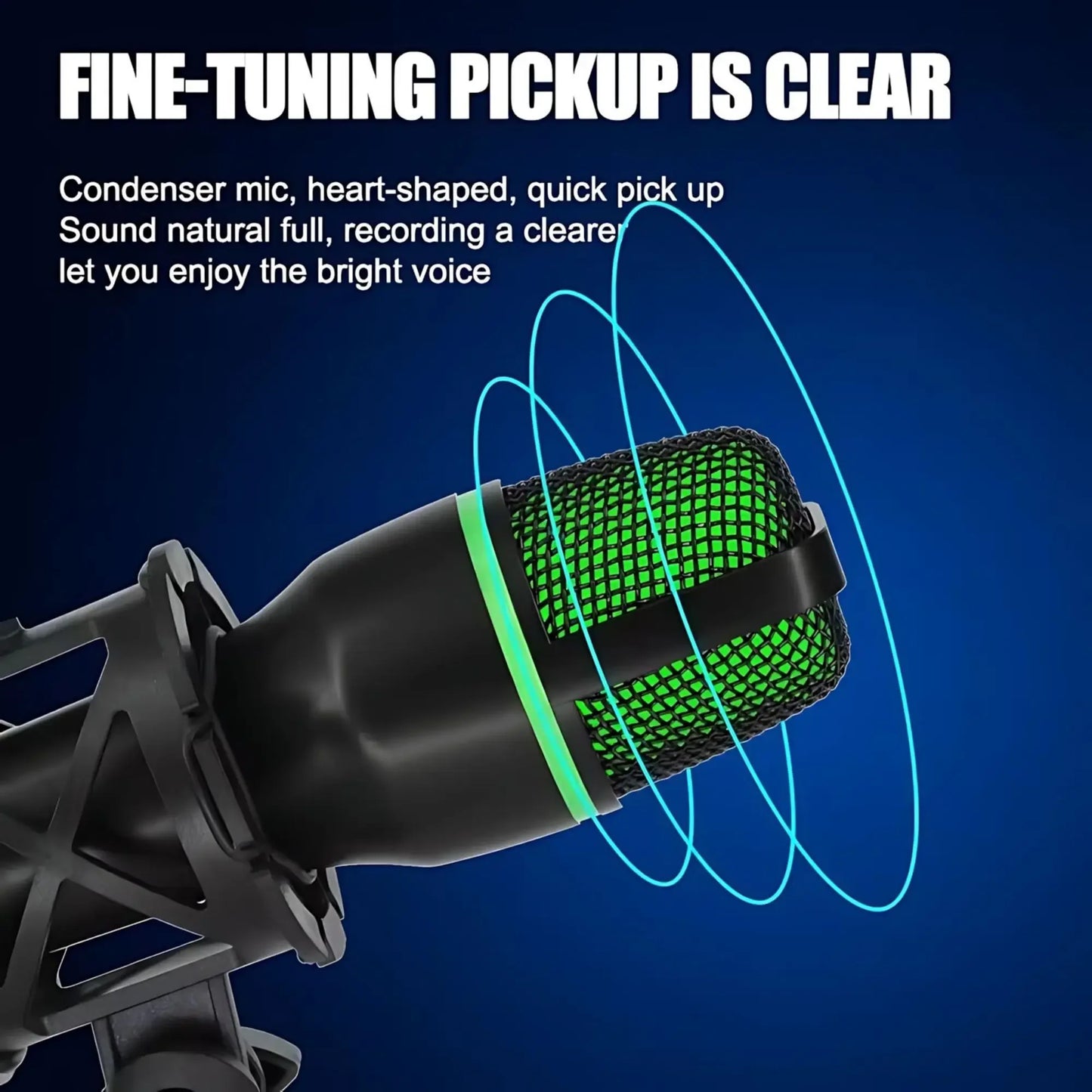 Professional Condenser Microphone Kit, RGB Lighting & Tripod Stand, Perfect for Streaming, YouTube, Podcasts & Recording