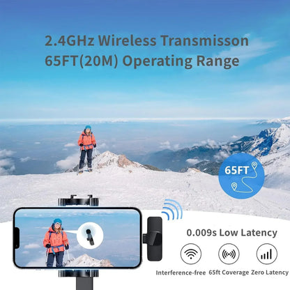 Mini Wireless Microphone for mobile phones Wireless Lavalier Microphone for iPhone Video Recording Live Streaming YouTube Tik