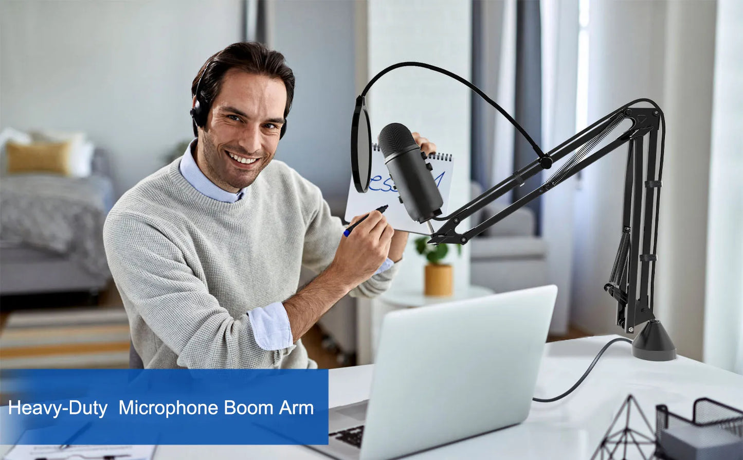 Professional Flexible Desktop Microphone Hanging Adjustable Boom Scissor Arm Stand for Podcast Streaming Youtube