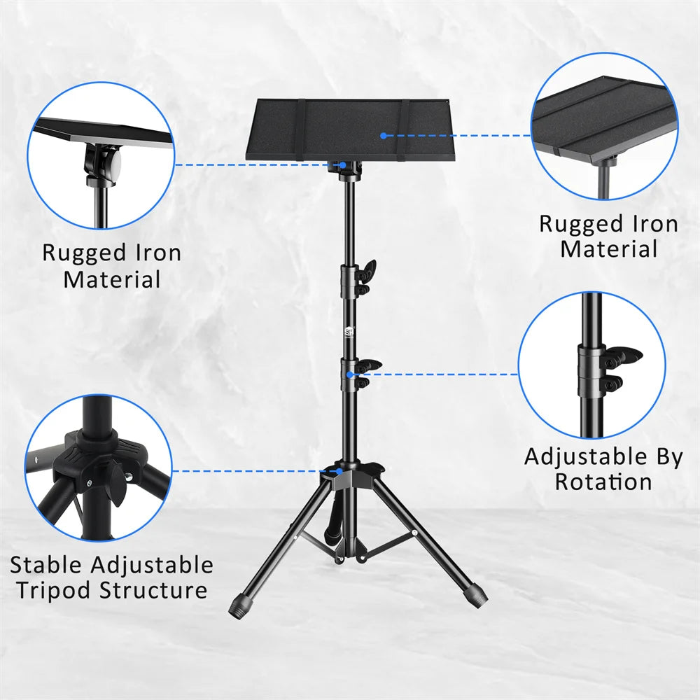 90/125/145cm Tray  Laptop Projector Tripod Stand Tripod Adjustable Height DJ Mixer Standing Desk Outdoor Computer Desk Stand