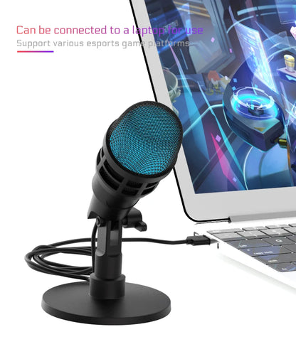 Professional USB Studio RGB Microphone For PC Streaming, Game, YouTube Video, Singing