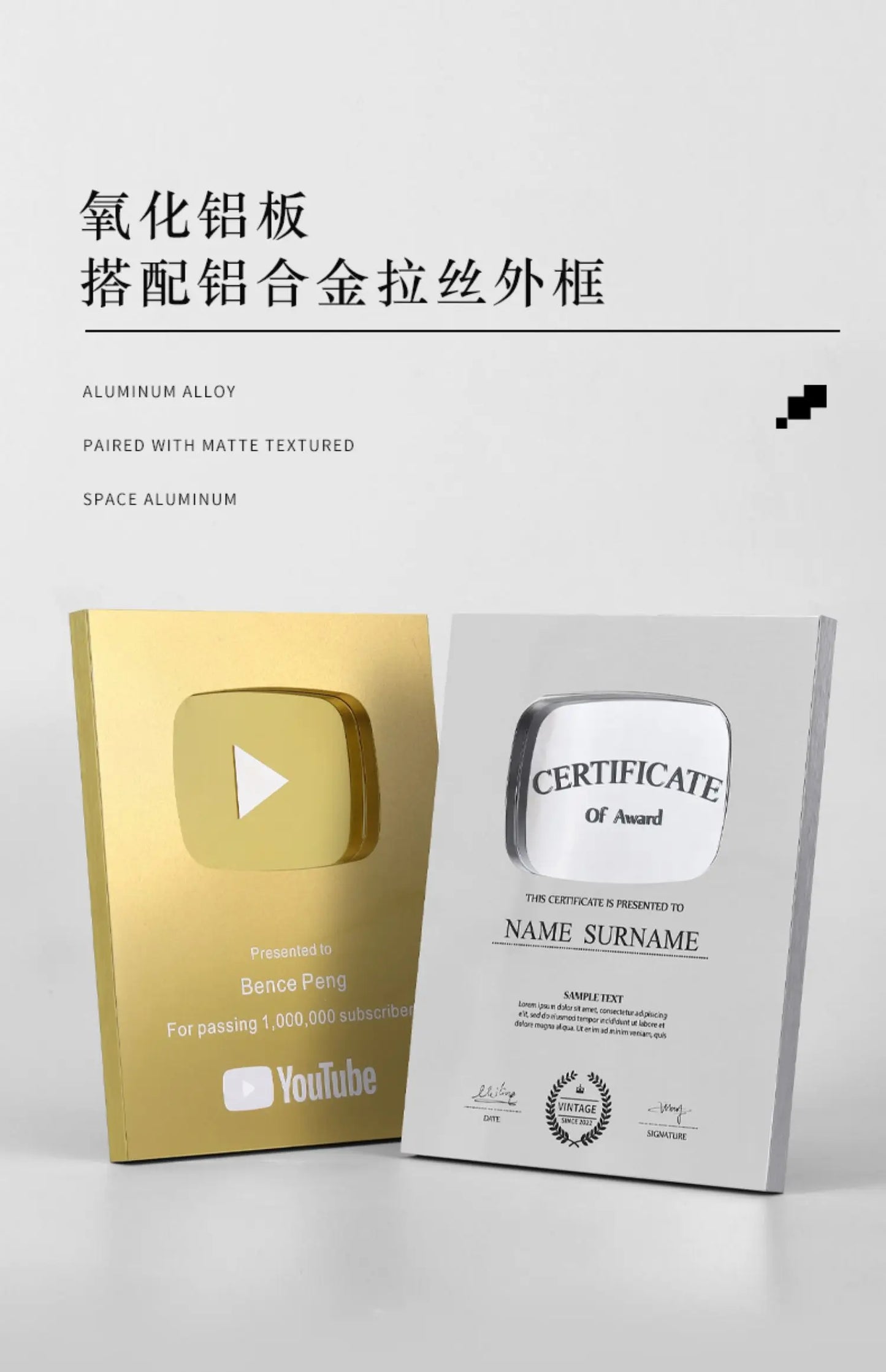 YouTube Play Button Silver Gold YouTube Medal Wall Decoration Internet Celebrity