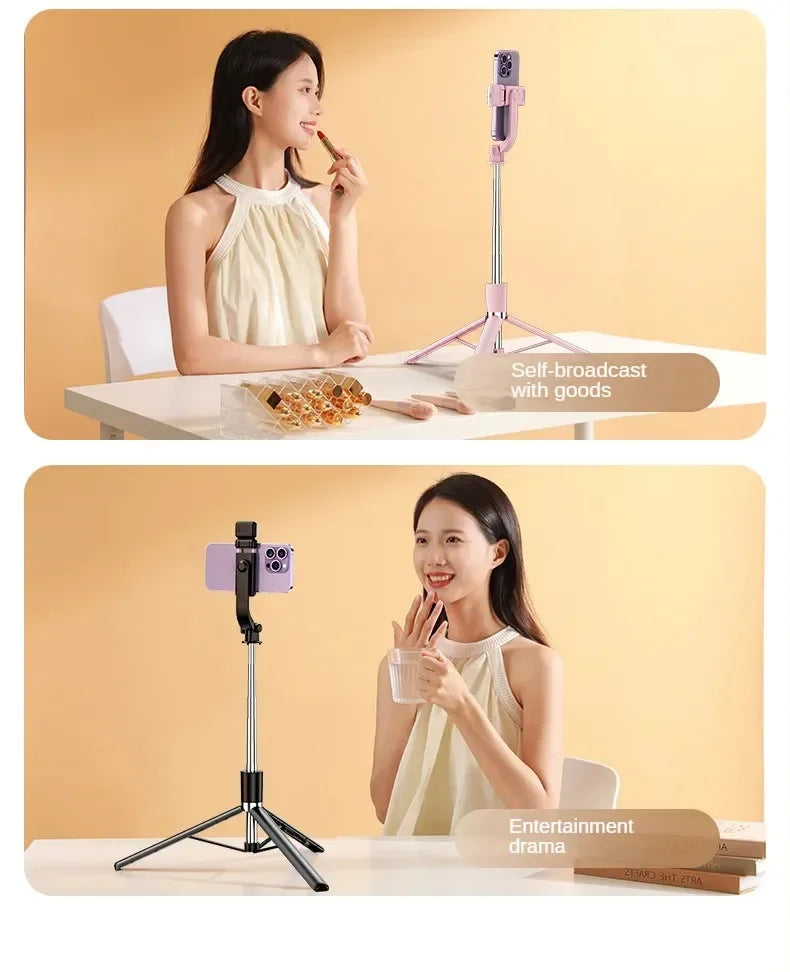 Bluetooth Telescopic Selfie Stick with Tripod - Universal Phone Holder for TikTok/YouTube Live & Photography‌ ‌