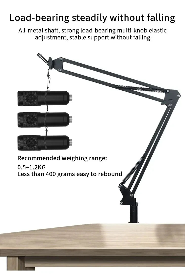 Professional Flexible Desktop Microphone Hanging Adjustable Boom Scissor Arm Stand for Podcast Streaming Youtube