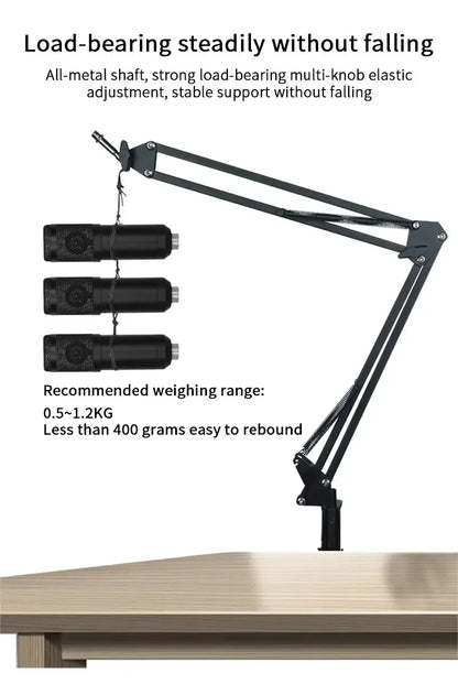 Professional Flexible Desktop Microphone Hanging Adjustable Boom Scissor Arm Stand for Podcast Streaming Youtube