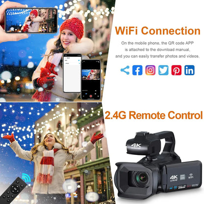 4.0"Touch Screen Digital Video Camera YouTube Camcorder 4K Ultra HD camera 64MP Streaming Camera
