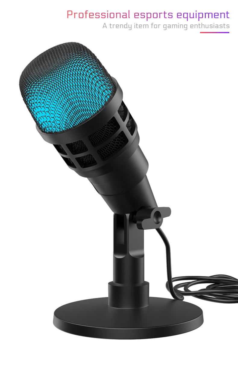 Professional USB Studio RGB Microphone For PC Streaming, Game, YouTube Video, Singing