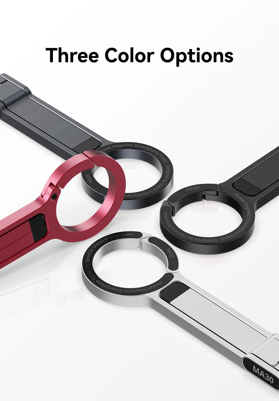 Ulanzi MA30 Carabiner-Mounted Phone Tripod Horizontal Vertical Dual-sided Magnetic Phone Holder for Vlog Live Streaming Online