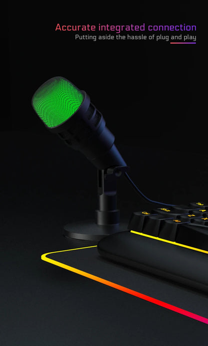 Professional USB Studio RGB Microphone For PC Streaming, Game, YouTube Video, Singing