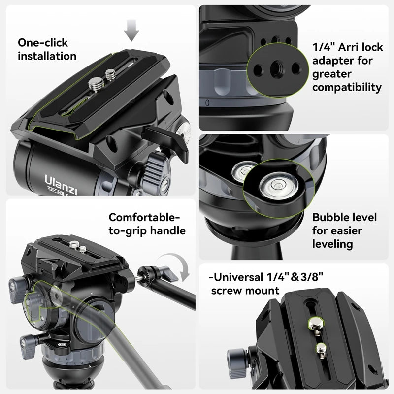 Ulanzi Video Fast Heavy Duty Carbon Fiber/Aluminum Tripod 10KG Load Capacity for Outdoor Photograph Professional Camera Tripod