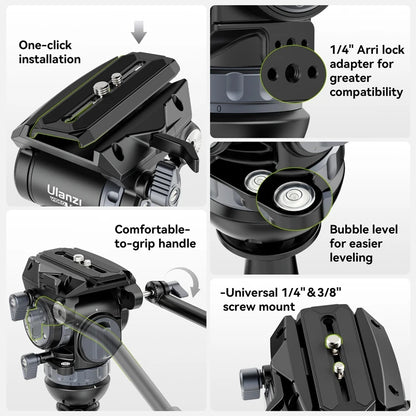 Ulanzi Video Fast Heavy Duty Carbon Fiber/Aluminum Tripod 10KG Load Capacity for Outdoor Photograph Professional Camera Tripod