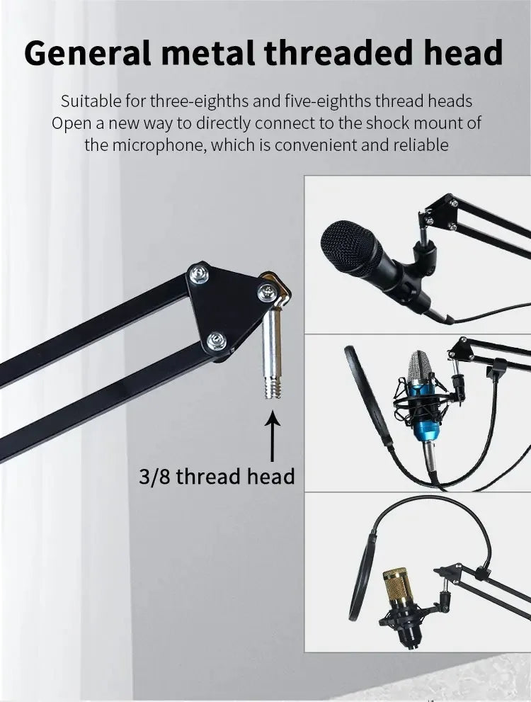 Professional Flexible Desktop Microphone Hanging Adjustable Boom Scissor Arm Stand for Podcast Streaming Youtube