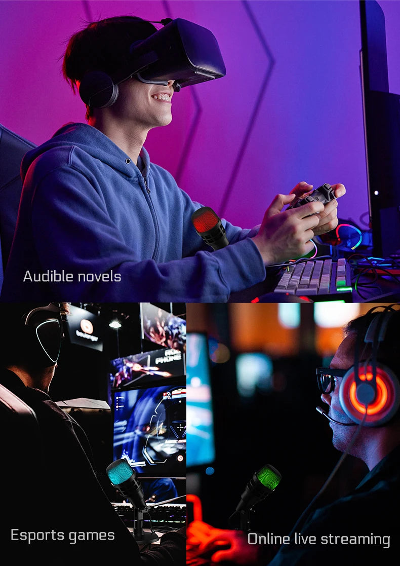 Professional USB Studio RGB Microphone For PC Streaming, Game, YouTube Video, Singing
