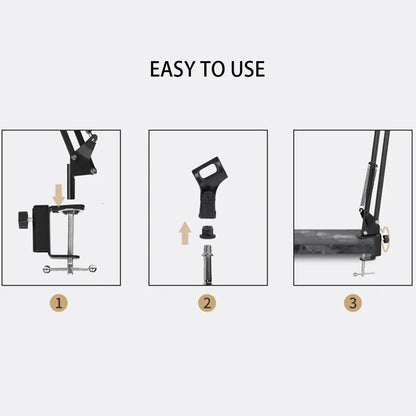 Professional Flexible Desktop Microphone Hanging Adjustable Boom Scissor Arm Stand for Podcast Streaming Youtube