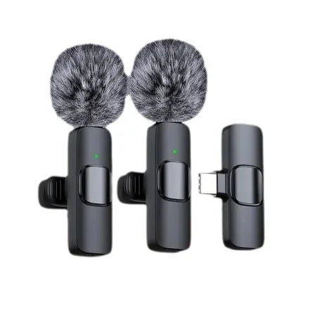 Wireless Lavalier Microphone Mini Replaceable Windproof Wool Microphone for iPhone16 Shoot vlog YouTube Audio Recording
