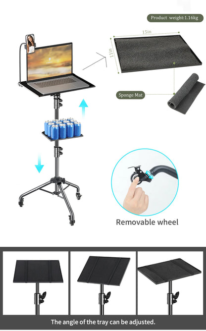90/125/145cm Tray  Laptop Projector Tripod Stand Tripod Adjustable Height DJ Mixer Standing Desk Outdoor Computer Desk Stand