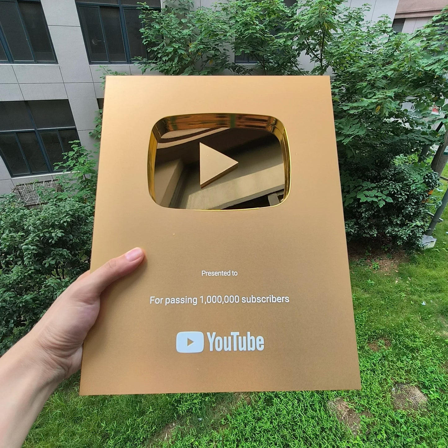 Gold customized name YouTube play button award plaque,custom YouTube award