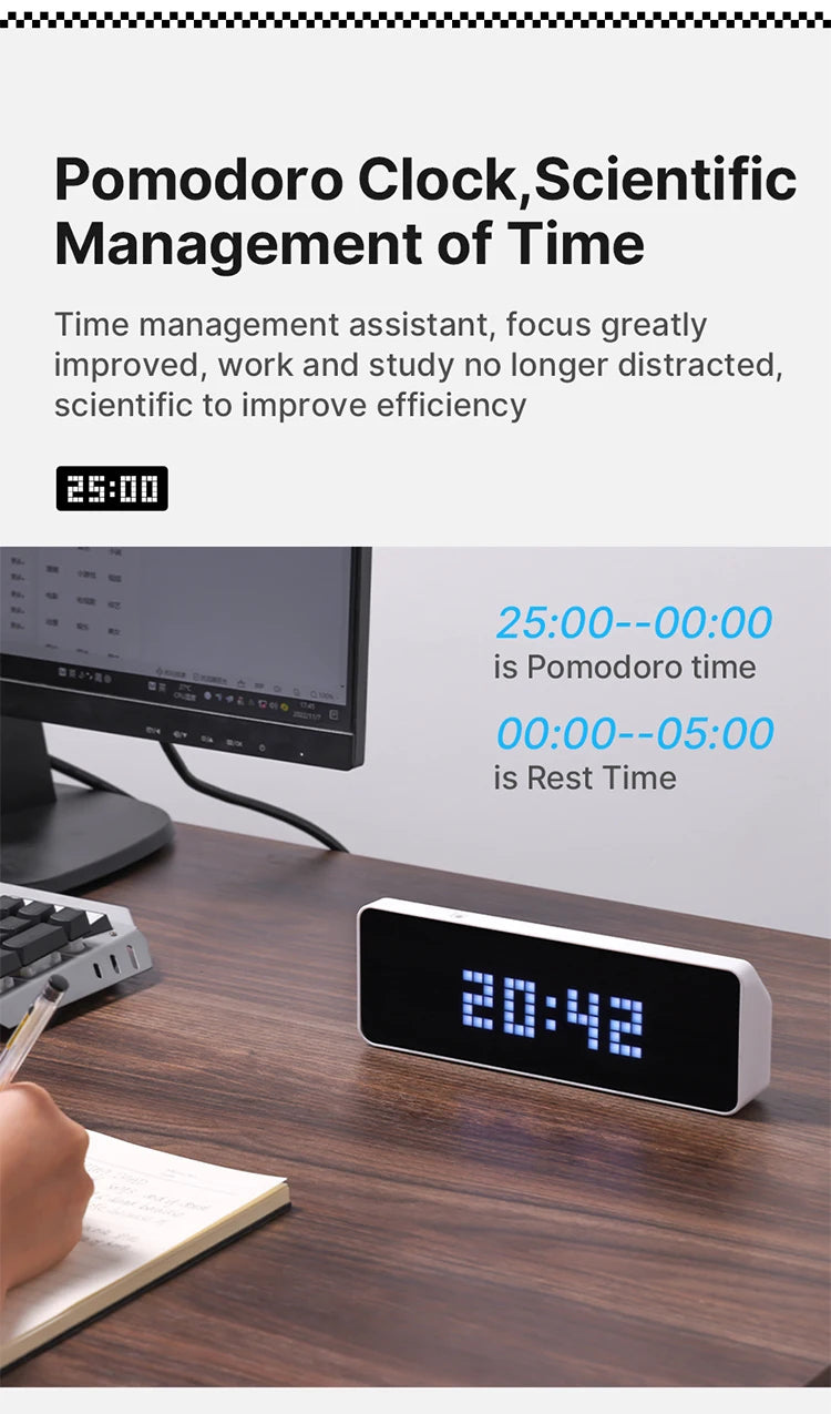 Ulanzi TC001 Smart Pixel Clock Youtube Followers Simultaneous Weather Forecast Function Pixelated Message Display