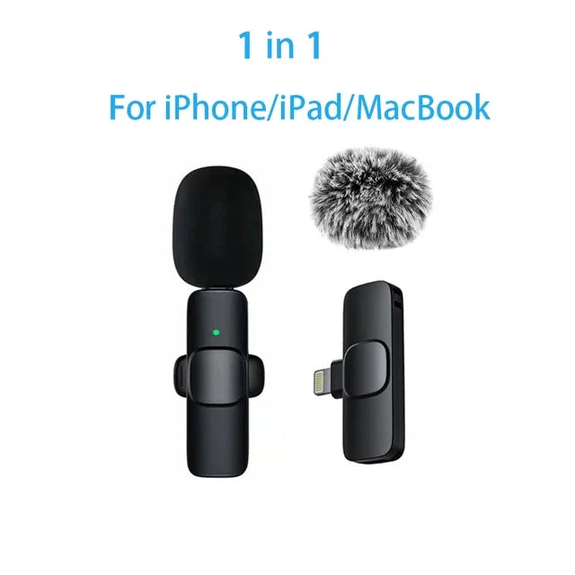 Wireless Lavalier Microphone Mini Replaceable Windproof Wool Microphone for iPhone16 Shoot vlog YouTube Audio Recording