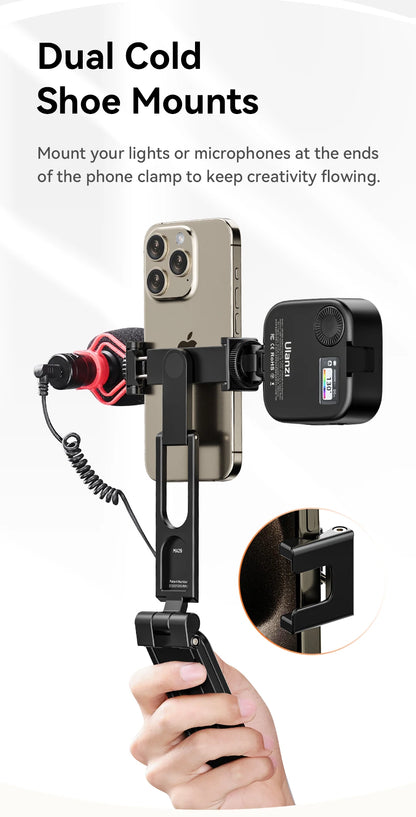 Ulanzi MA26 Foldable Phone Tripod Mini Pocket Tripod for Phone Vertical Horizontal Shooting Expansion Video Light Microphone