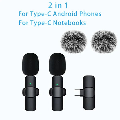 Wireless Lavalier Microphone Mini Replaceable Windproof Wool Microphone for iPhone16 Shoot vlog YouTube Audio Recording
