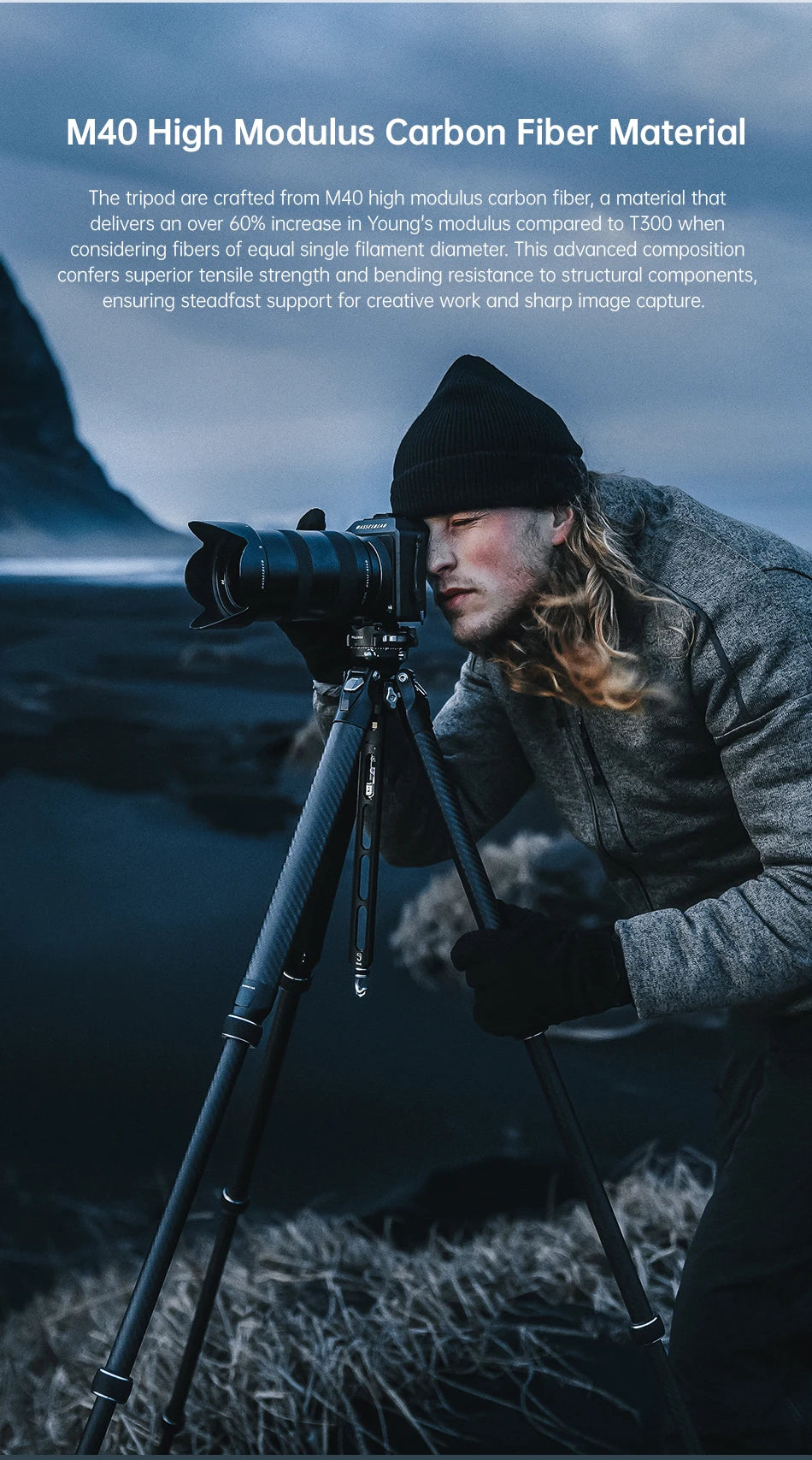 Ulanzi Falcam TreeRoot Quick Lock Travel Tripod M40 High Modulus Carbon Fiber with F38 Pro Quick Release Maximum Height 1552mm