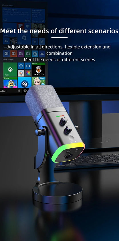 XLR/USB Dynamic Microphone for Streaming & Gaming,  Ideal PC Mic for Youtube, Singing, Recording