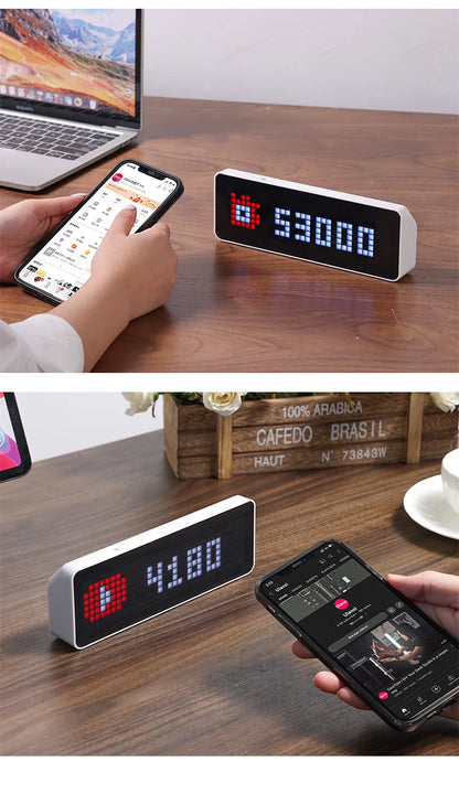 Ulanzi TC001 Smart Pixel Clock Youtube Followers Simultaneous Weather Forecast Function Pixelated Message Display