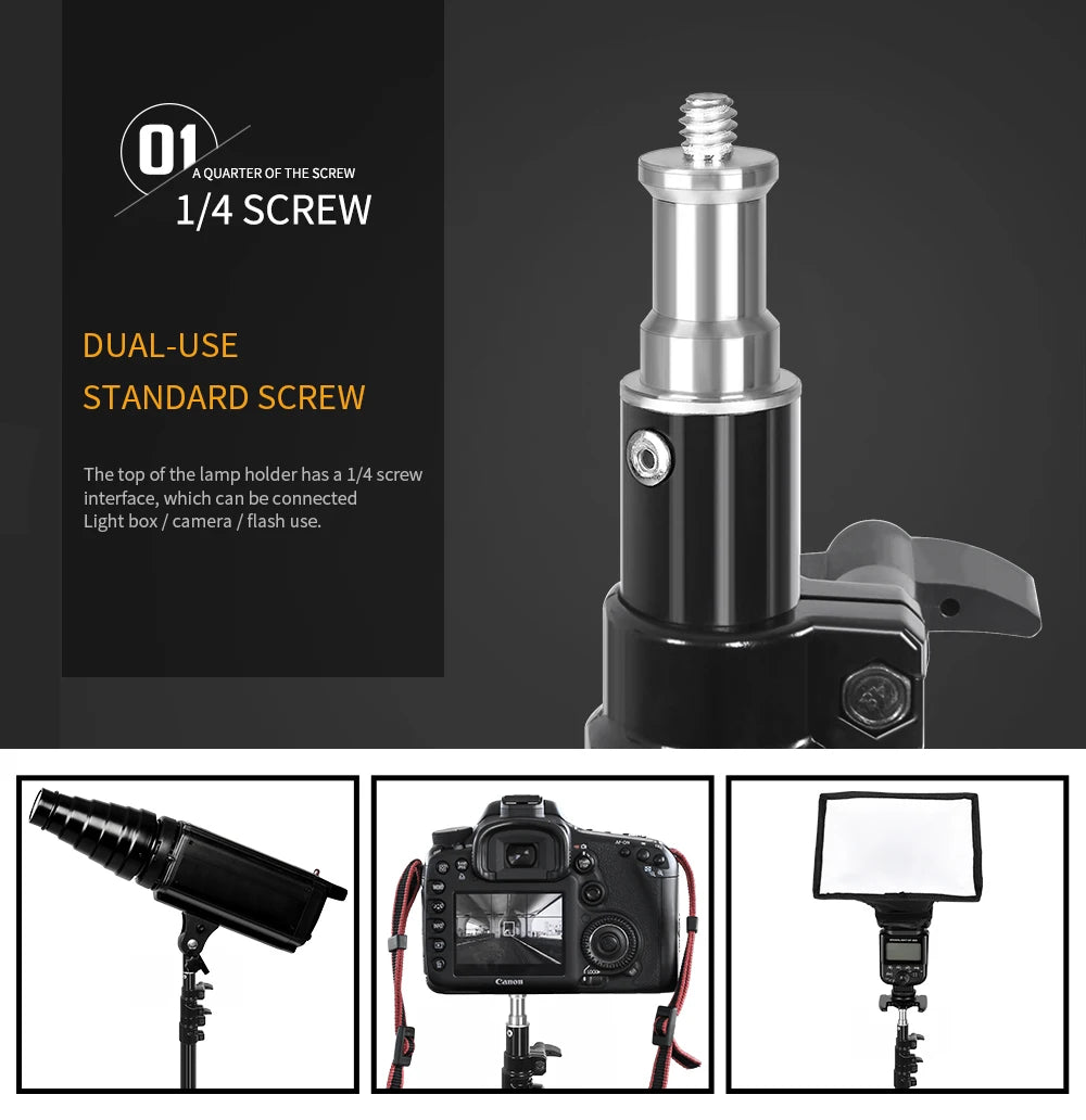 SH 280cm Stainless Steel Light Stand Photography Stand for Photo Video Lighting Spring Cushioned Heavy Duty Stand Tripod