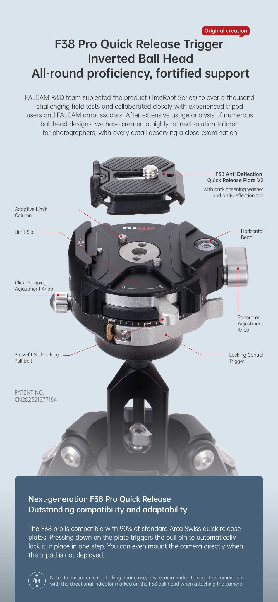 Ulanzi Falcam TreeRoot Quick Lock Travel Tripod M40 High Modulus Carbon Fiber with F38 Pro Quick Release Maximum Height 1552mm