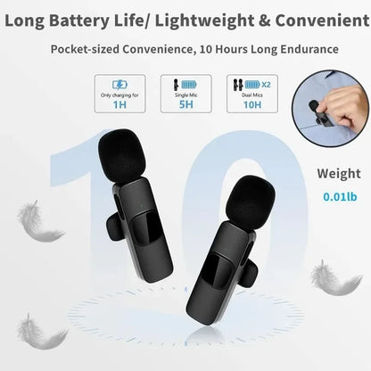 Mini Wireless Microphone for mobile phones Wireless Lavalier Microphone for iPhone Video Recording Live Streaming YouTube Tik