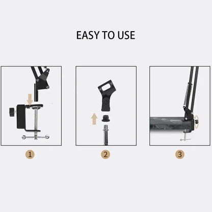 Professional Flexible Desktop Microphone Hanging Adjustable Boom Scissor Arm Stand for Podcast Streaming Youtube