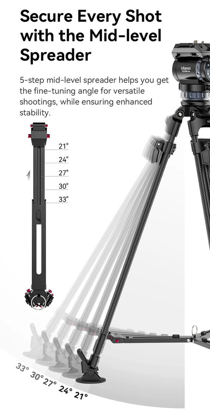 Ulanzi Video Fast Heavy Duty Carbon Fiber/Aluminum Tripod 10KG Load Capacity for Outdoor Photograph Professional Camera Tripod