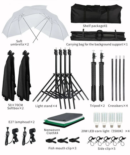 Photography Background Frame Support Softbox Lighting Kit Photo Studio Equipment Accessories With 3Pcs Backdrop And Tripod Stand