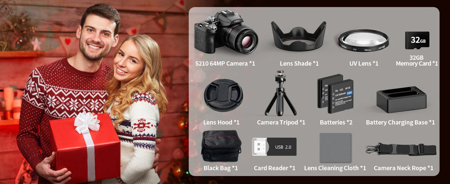 NBD 64MP Digital Cameras for Photography, 16X Optical Zoom Camera with WiFi & App Control, Vlogging Camera with 180°Flipable Scr