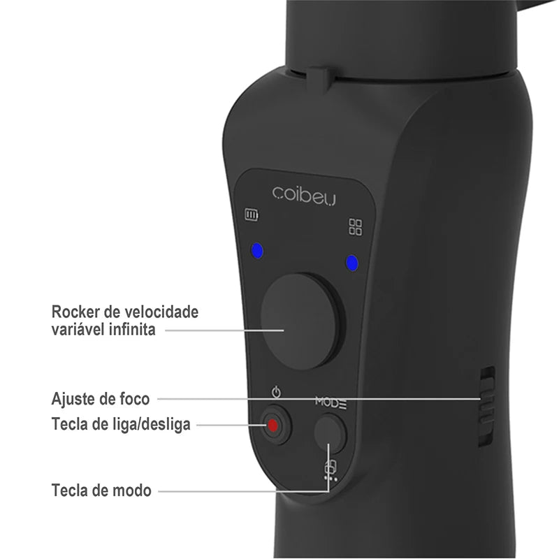 Gimbal Stabilizer for Smartphone Photography, 3-axis Anti-vibration, Portable Rechargeable Universal Tripod