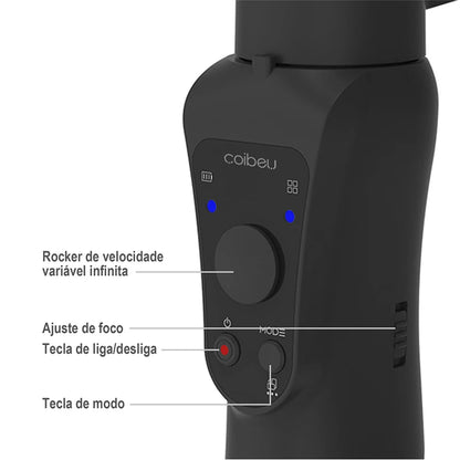 Gimbal Stabilizer for Smartphone Photography, 3-axis Anti-vibration, Portable Rechargeable Universal Tripod