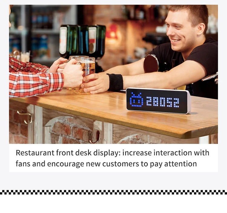 Ulanzi TC001 Smart Pixel Clock Youtube Followers Simultaneous Weather Forecast Function Pixelated Message Display