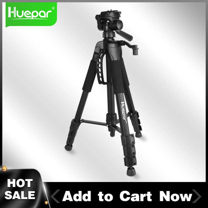 Huepar Adjustable Height Laser Level Tripod For Self leveling 57"/146cm with 3-Way Swivel Pan Head Quick Release Plate with 1/4"