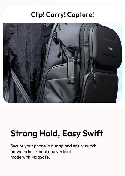 Ulanzi MA30 Carabiner-Mounted Phone Tripod Horizontal Vertical Dual-sided Magnetic Phone Holder for Vlog Live Streaming Online