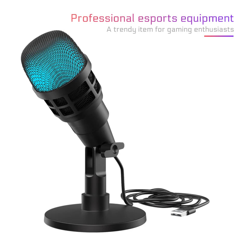 Professional USB Studio RGB Microphone For PC Streaming, Game, YouTube Video, Singing