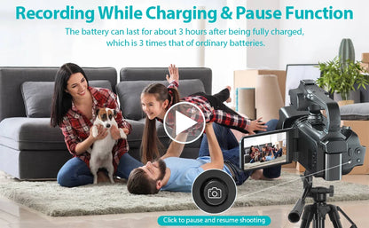 4.0"Touch Screen Digital Video Camera YouTube Camcorder 4K Ultra HD camera 64MP Streaming Camera