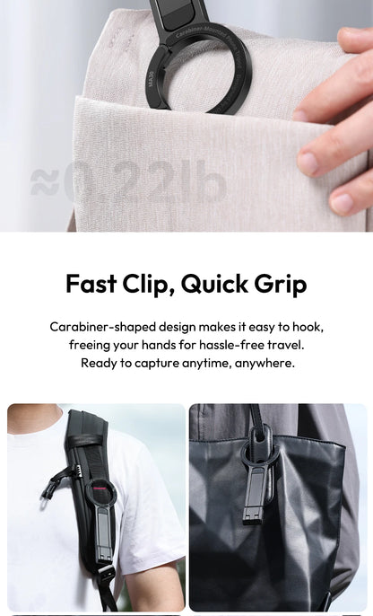 Ulanzi MA30 Carabiner-Mounted Phone Tripod Horizontal Vertical Dual-sided Magnetic Phone Holder for Vlog Live Streaming Online