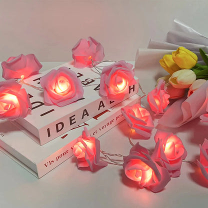 VIPMOON Pink Rose String Lights Fairy Lights for Bedroom Battery Operated LED Flower Lights Romantic LED Rose Lights for Mothers Day Birthday Party Proposal Christmas Decor 20 LED 2M/6.65ft